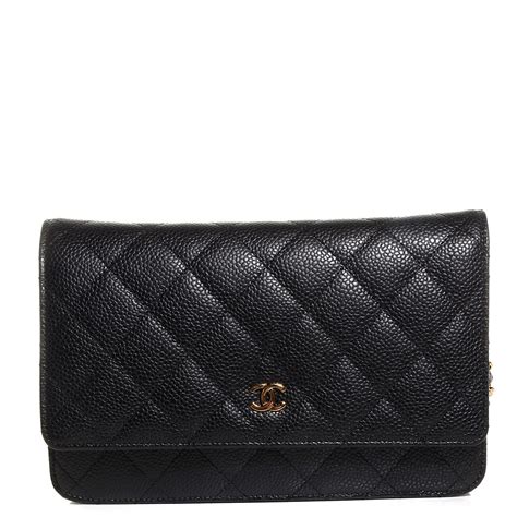 Chanel Caviar Quilted Wallet On Chain Woc Black 89775