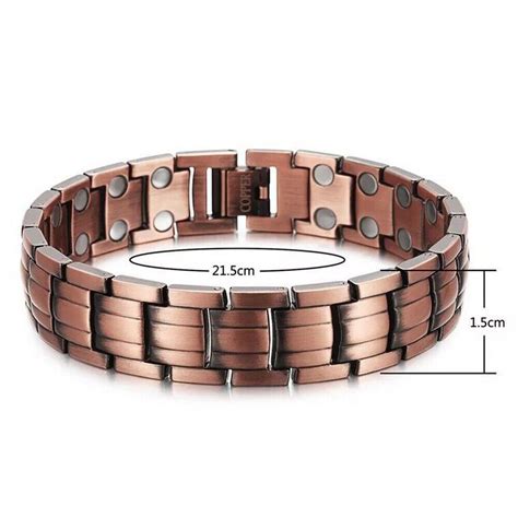 Double Strength Mens Pure Copper Magnetic Therapy Bracelet Arthritis