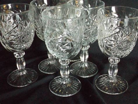 Libbey Glass Company Water Goblet Hobstar Set Of 6 Etsy