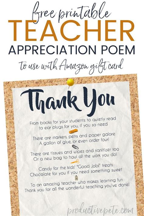 This Free Printable Teacher Appreciation Poem Is The Perfect Way To Say