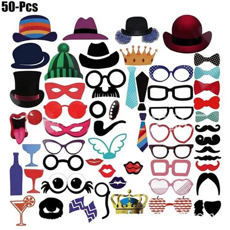 58pcs Photo Booth Prop Creative Funny Diy Photo Prop Kit Party Photo