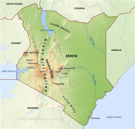 Jeden tag werden tausende neue, hochwertige bilder hinzugefügt. Kenya Physical Map