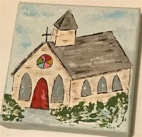 Acrylic Painting Church Painting Etsy