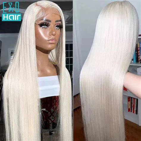 white human hair wigs for women platinum blonde lace front wig human hair straight brazilian