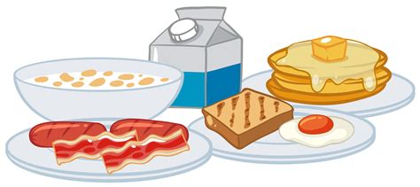 A Breakfast Set On White Background 362722 Vector Art At Vecteezy