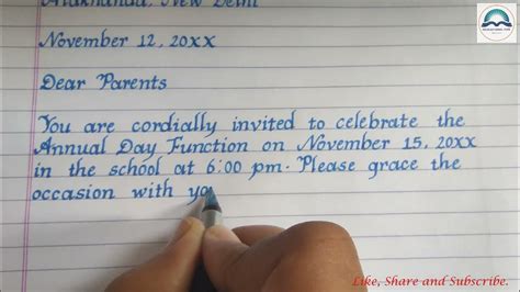 Letter Of Invitation To Parents On Annual Day Function Formal