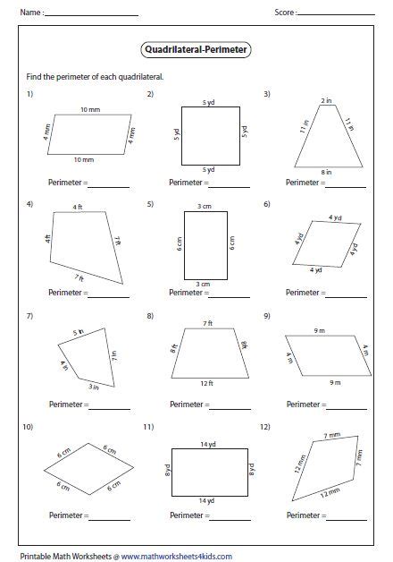 Printable Perimeter Worksheets 5th Grade 5th Grade Perimeter