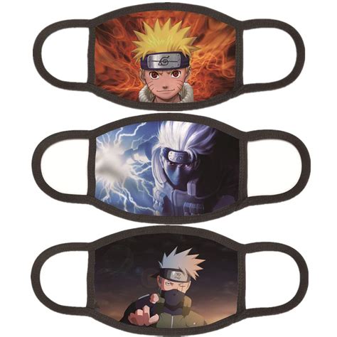 Dcoolone 3pcs Anime Naruto Face Mask For Kids 3d Print Reusable Anti
