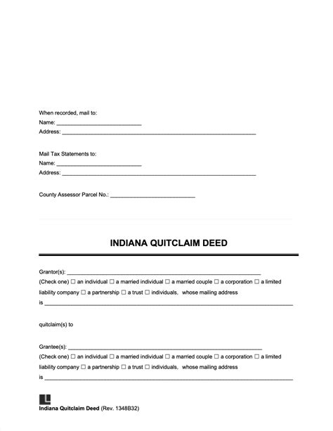 Indiana Quitclaim Deed Form How To Write Guide