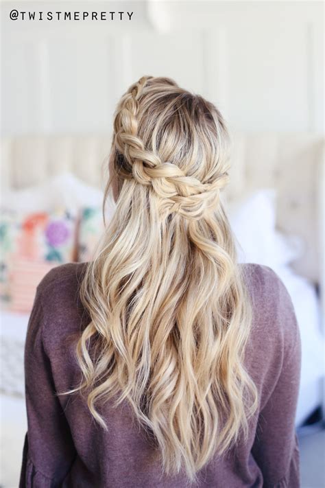 Braid hair extentions into your own hair. How to do a Crown Braid (2 ways) - Twist Me Pretty