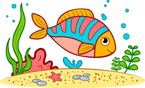 Cute Fish At The Bottom Of Sea Fish Underwater Clipart Vector