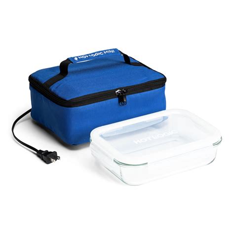 Hotlogic Food Warming Tote Lunch Bag 120v With Glass Dish Blue