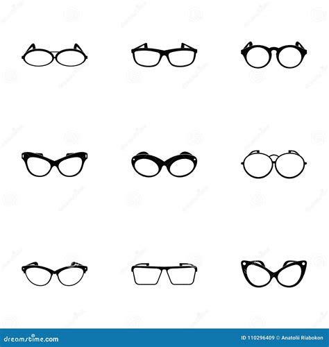 Eyeglasses Icons Set Simple Style Stock Vector Illustration Of Retro