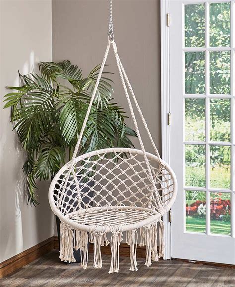 Browse wide selection of modern swing chairs in. Macrame Indoor/Outdoor Hanging Chair in 2020 | Hanging ...