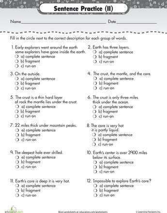 Fragments And Run On Sentences Worksheet Pdf - worksheet