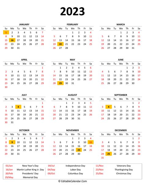 Holiday Calendar 2023 Printable Free Printable Calendar Monthly