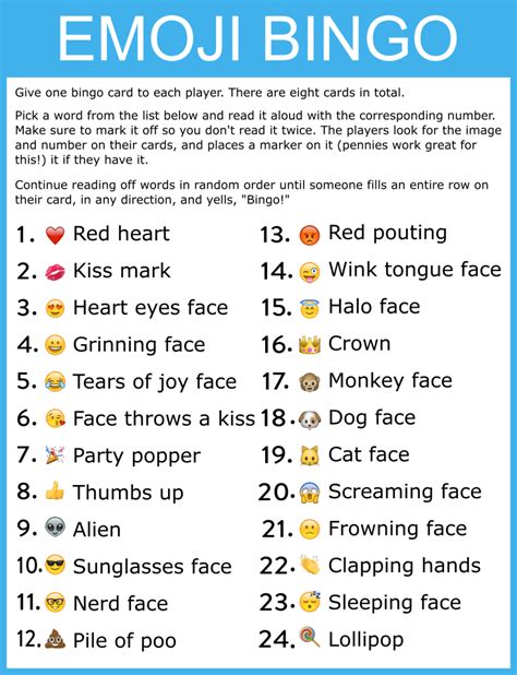 Download This Free Fantastic Printable Emoji Bingo Game Catch My Party