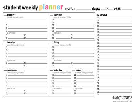 Printable Student Planner Binder The Bandit Lifestyle Getting Ready For