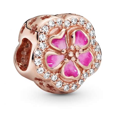 Pandora Pink Sparkling Peach Blossom Flower Charm Jewellery From