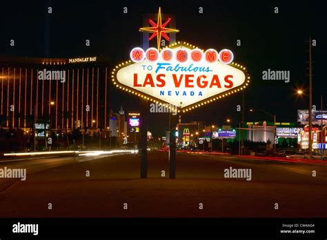 Colorful Sign Reads Welcome To Fabulous Las Vegas Nevada At Night