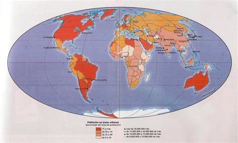 Mapa De Población Mundial Densidad Demografica Y Megalopolis Del Mundo