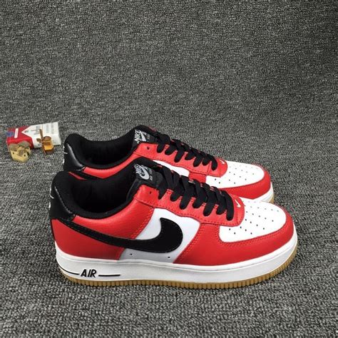Nike Air Force 1 Red Black Gum White Mens Running Shoes 820266 600