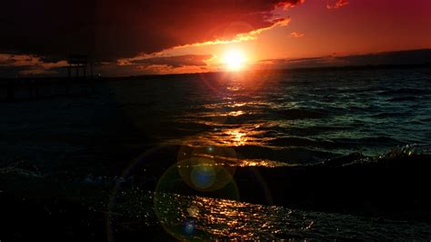 Download Wallpaper 1920x1080 Sea Sunset Night Pretty Waves Full Hd