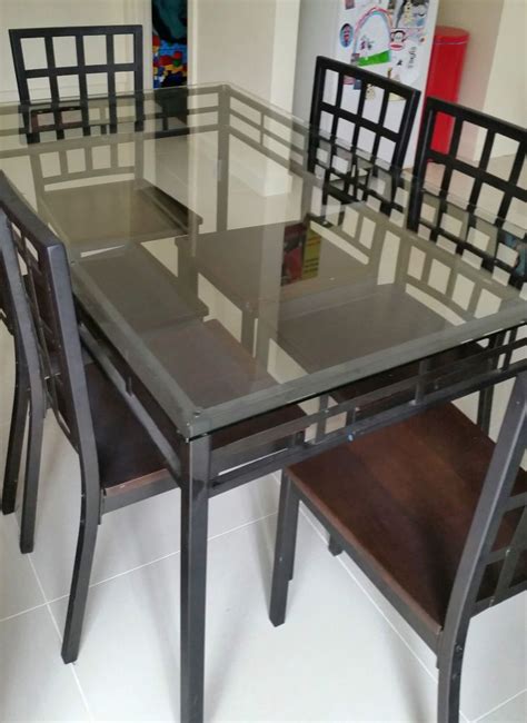 Check out our wrought iron table selection for the very best in unique or custom, handmade pieces from our. Modern Thick Glass Top Wrought Iron Dining Table & 6 ...