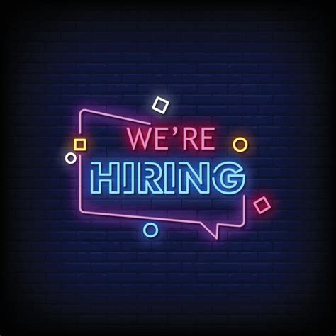 We Are Hiring Neon Signs Style Text Vector 2424639 Vector Art At Vecteezy