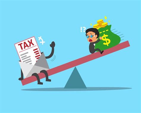 Premium Vector Cartoon Scale Between Businessman And Tax