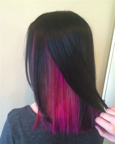 Revealing The Magical Magenta Under Layer💗 At Salon Blu Hidden Hair Color Aesthetic Hair