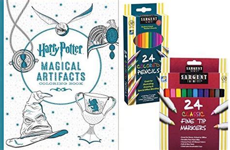 Harry Potter Magical Artifacts Coloring Book Sargent Art 24 Colored Pencils 24 Fine Tip Markers ...