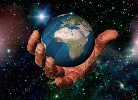 Hand Holding The Earth Stock Image C0118827 Science Photo Library