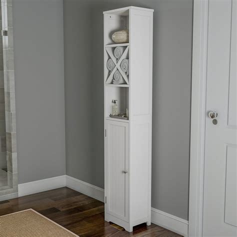 Somerset Home Linen Cabinet Narrow Freestanding Storage White