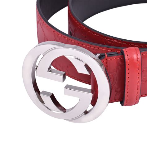 Gucci Belt Red Silver Max Length 38 Max Length 36 Gucci