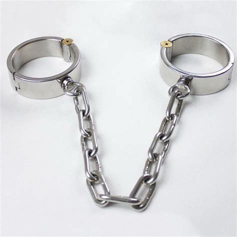 Long Chain Leg Irons Stainless Steel Shackles Slave Ankle Cuffs Metal