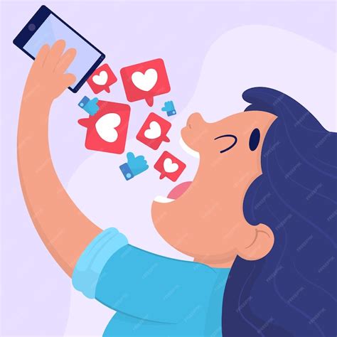Free Vector A Person Addicted To Social Media Illustration