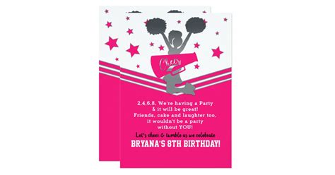 Hot Pink And White Stars Cheer Cheer Leading Party Invitation