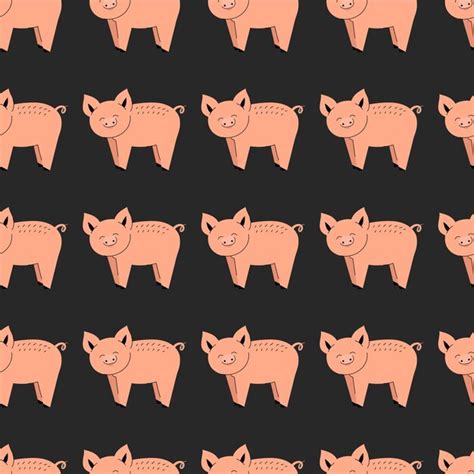 Premium Vector Seamless Pattern With Cute Pigs Background With Farm