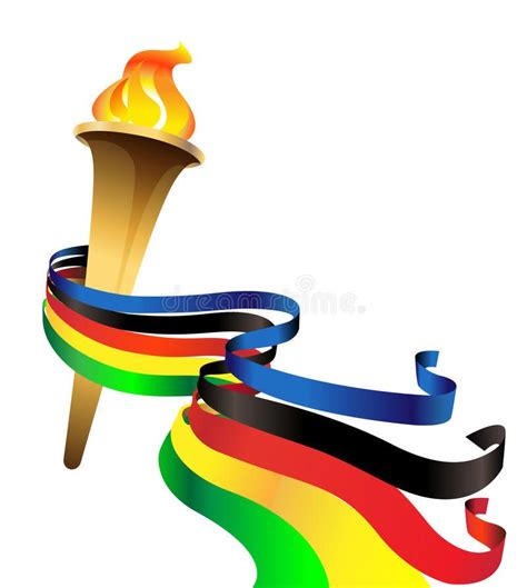 Olympic Torch With Colour Olympic Ribbons Vector Illustration Of