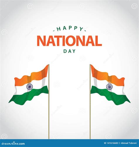 Happy India National Day Vector Template Design Illustration Stock