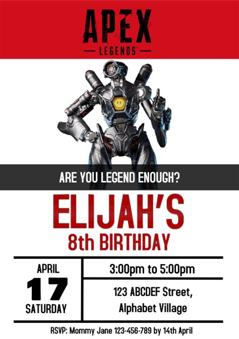 Apex Legends Birthday Invitation 9 Template Postermywall