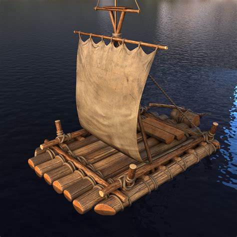 Wooden Raft 3d Model