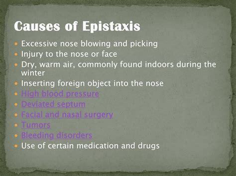 PPT - Epistaxis(Nosebleeding): Causes and Treatment PowerPoint ...