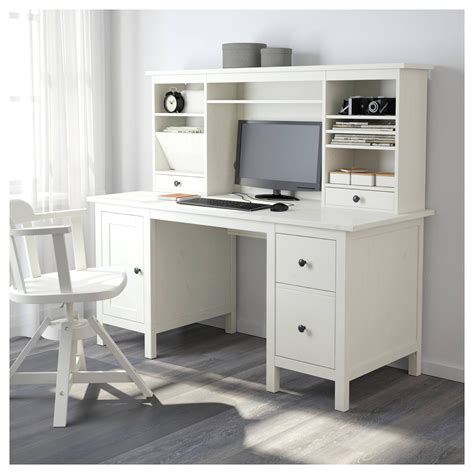 Ikea Hemnes Schreibtisch Mit Aufsatz 155x137 Cm Weiß Gebeizt Ikea
