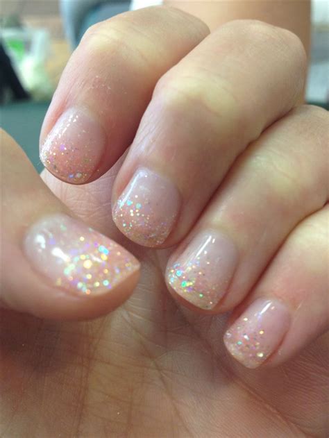Clear Gel Manicure With Pink Glitter Nice Clean Look For All Seasons Clear Glitter Nails