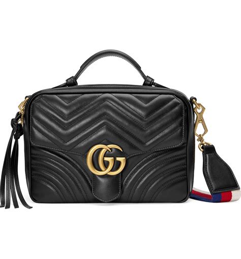 Gucci Small Gg Marmont 20 Matelassé Leather Camera Bag With Webbed