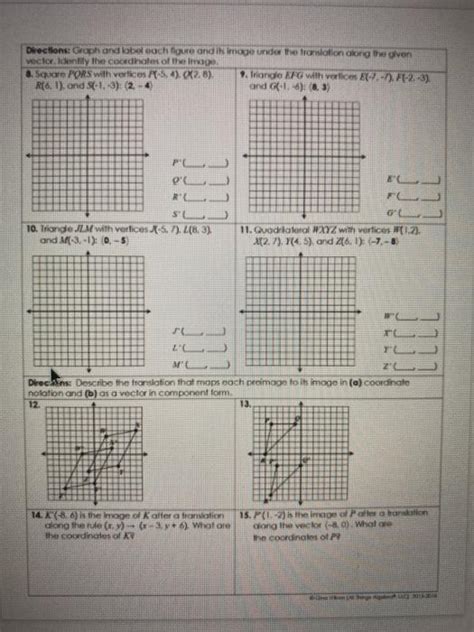 Solved Unit 9 Transformations Homework 1 Translations Graph