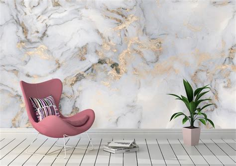 Marble Effect Wallpaper Wall Mural Etsy