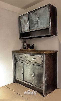 A vintage kitchen cabinets look is ideal for the selection of appropriate paint colors or subtly alter the final finish can be achieved. Vintage C1950 Metal/steel Kitchen Cabinets, Stripped Metal ...
